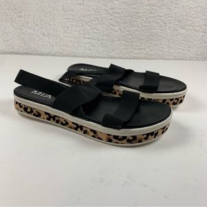 Mini MIA‎ Kids Girls Sandals Jezza Black  Elastic Cheetah Size 4 NWOB 7125